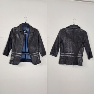 Vintage Chick by Nicky Hilton Leather Jacket Size M Brown Y2k Leather Jacket